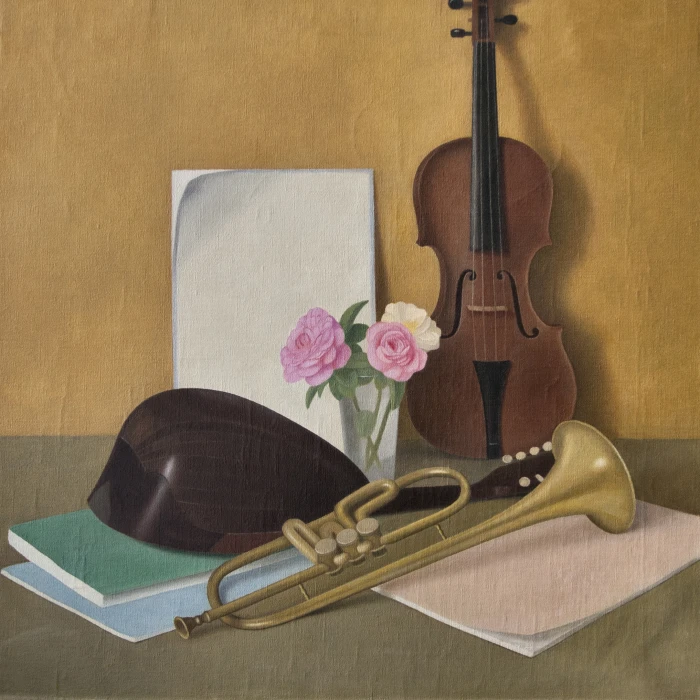 Antonio donghi strumenti musicali olio tela 1935